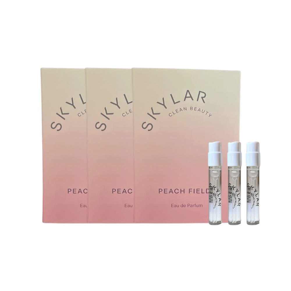 3 x SKYLAR Peach Fields Fragrance Samples - .05 fl oz ea. NEW ON CARD